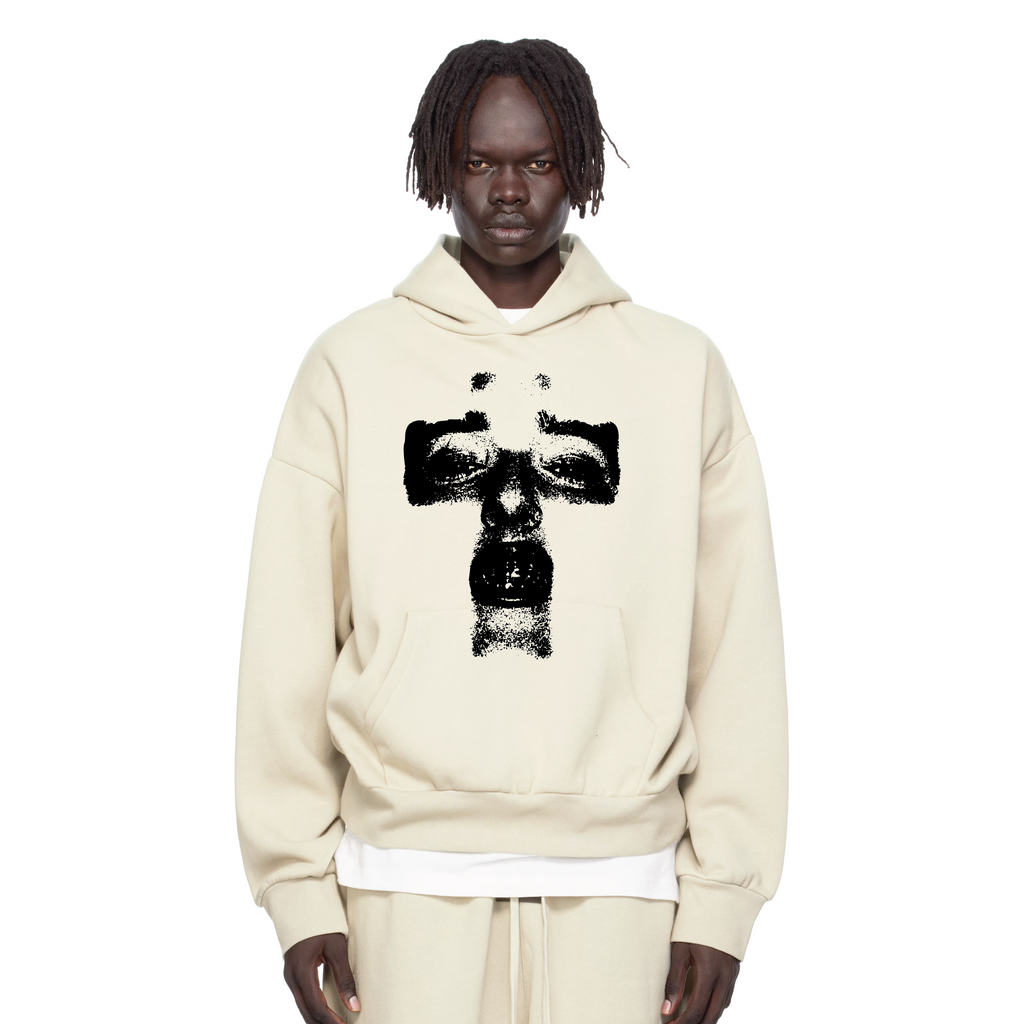 "Godfaced" Bone Oversized Heavyweight Sweatshirt