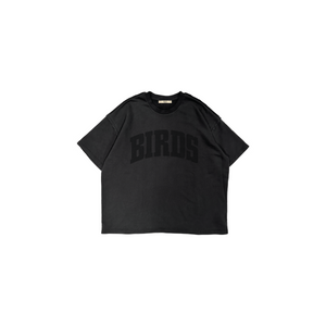 "Varsity" Heavy French Terry Oil Black Oversized S/S T-Shirt