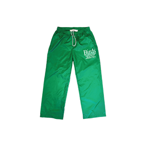 "Stacked Logo” Lightweight Jade Open-Leg Nylon Taffeta Pants