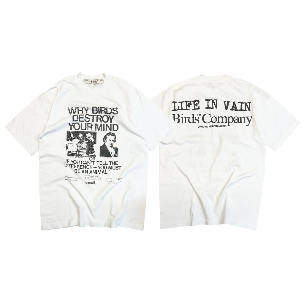 "Birds x Life In Vain" Natural Box Industrial S/S T-Shirt