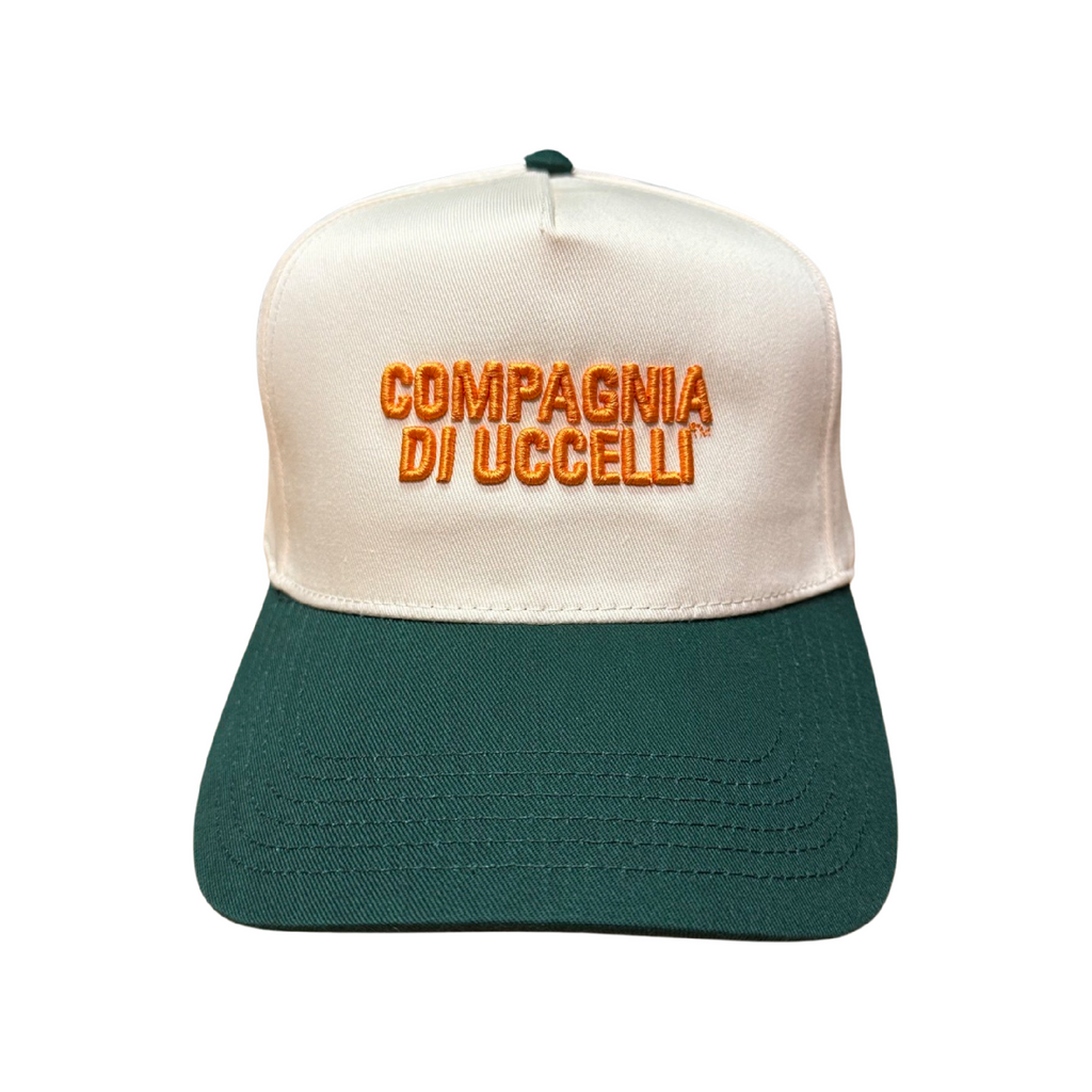 "Compagnia Di Uccelli" Natural/Forest Five Panel Structured Hat