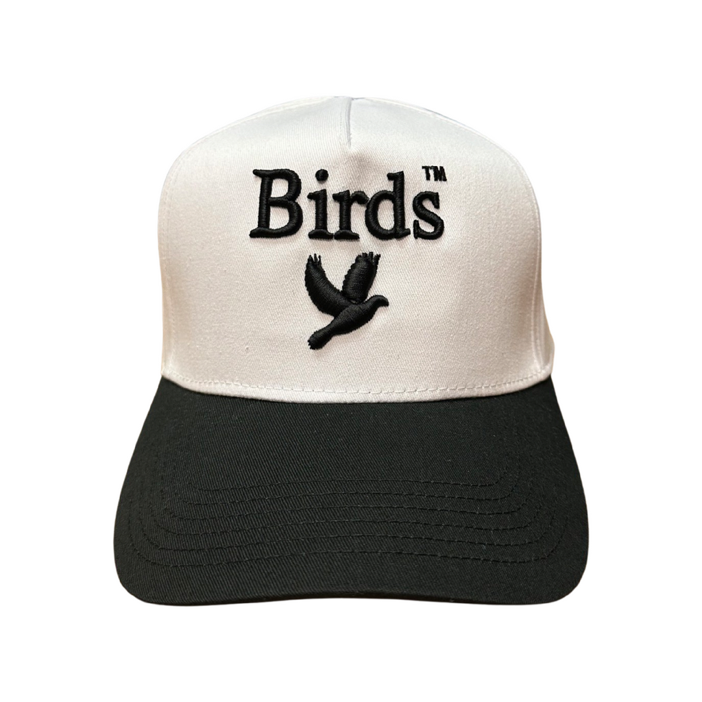 "Birds" Natural/Onyx Five Panel Structured Hat