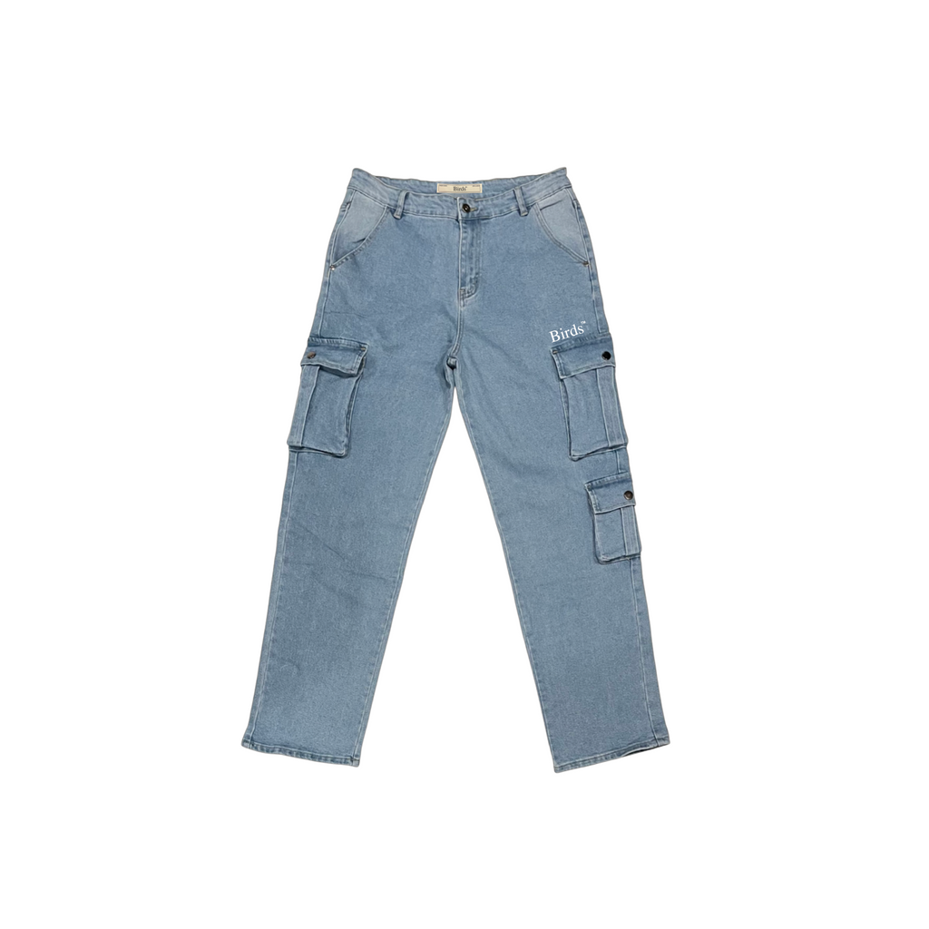 "Ash Blue" Industrial Cargo Denim Jeans