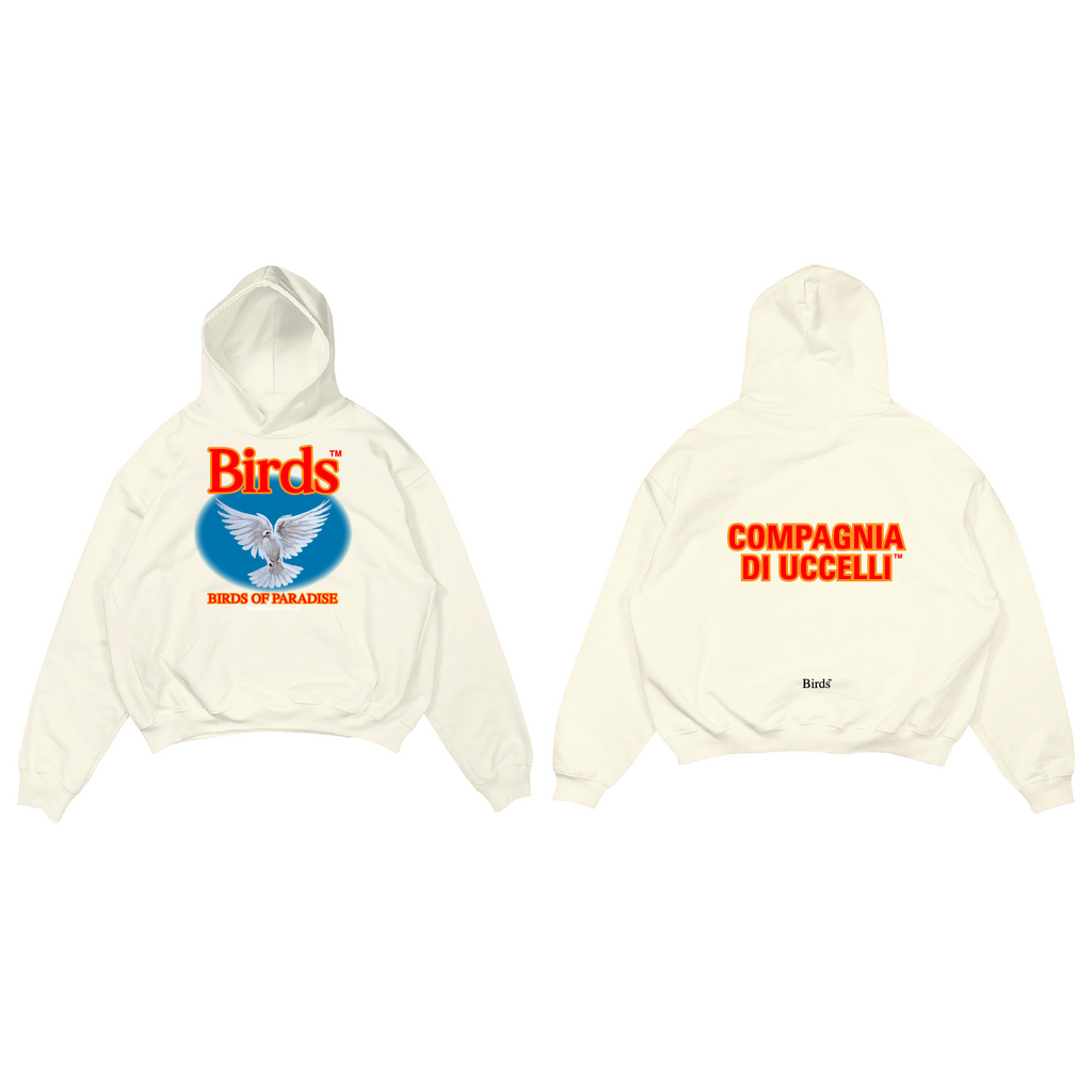 "Birds Of Paradise" Ivory Premium Oversized Hoodie