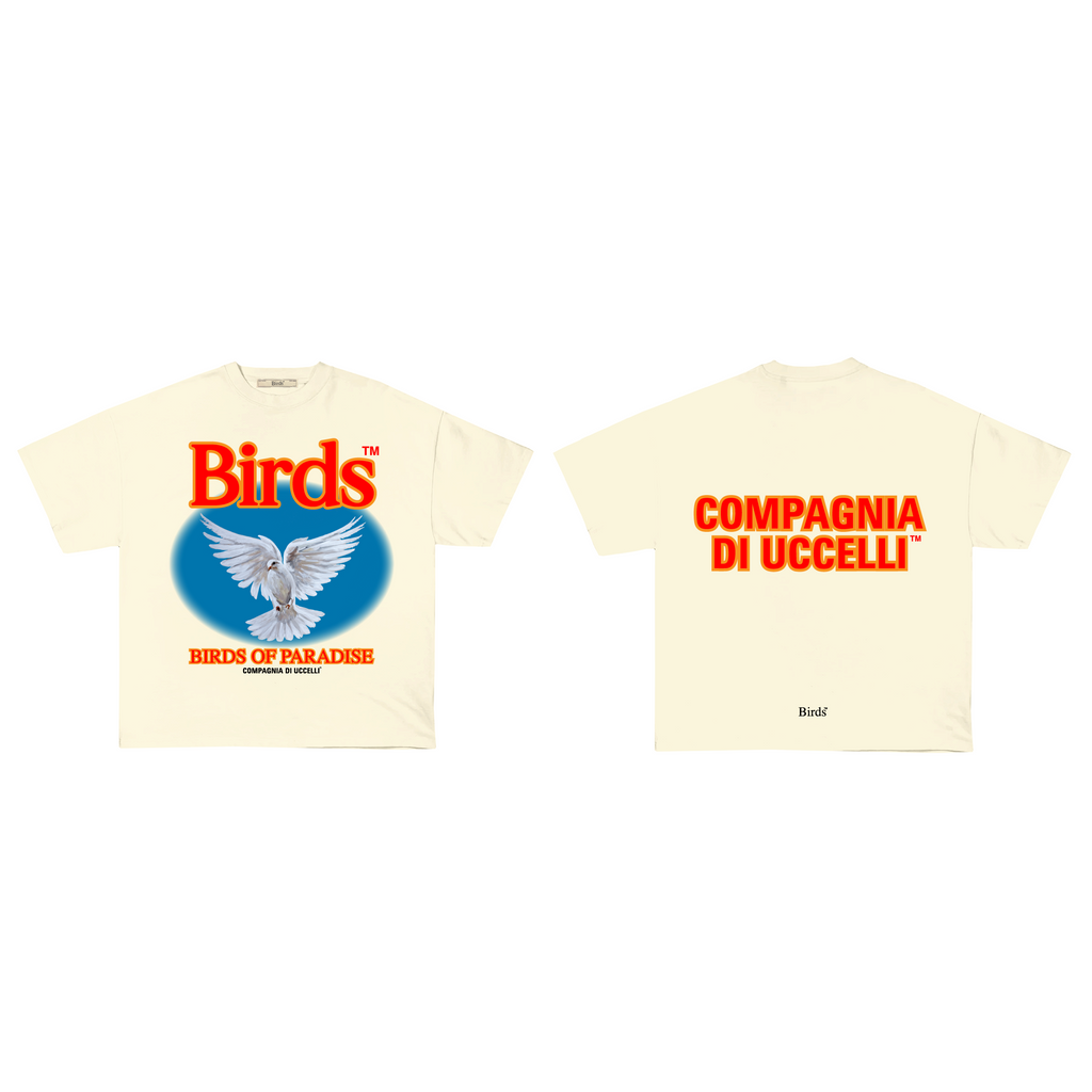 "Birds Of Paradise" Ivory Ultra-Premium Oversized S/S Box T-Shirt